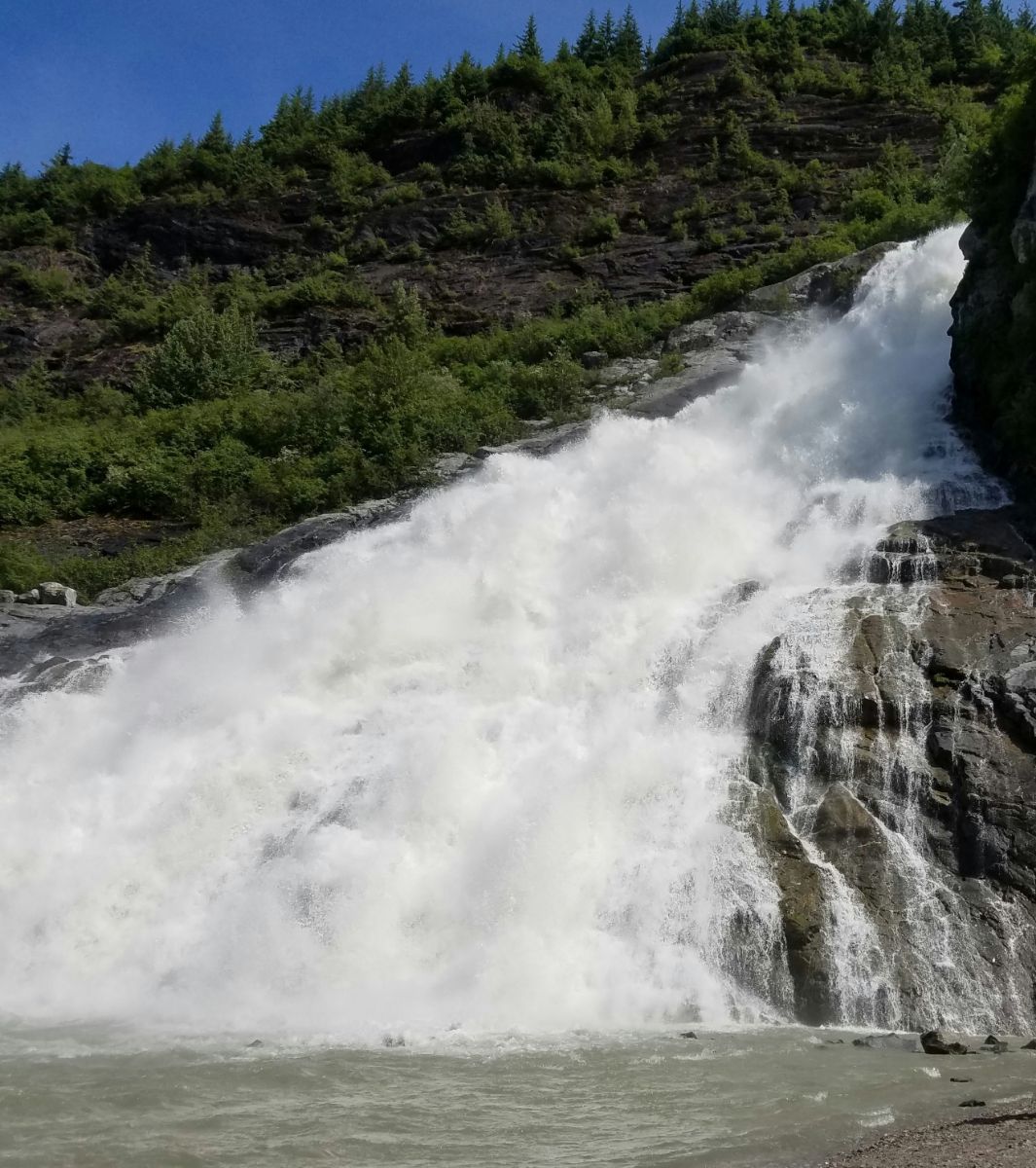 Waterfall in the town of Jenau, alaska