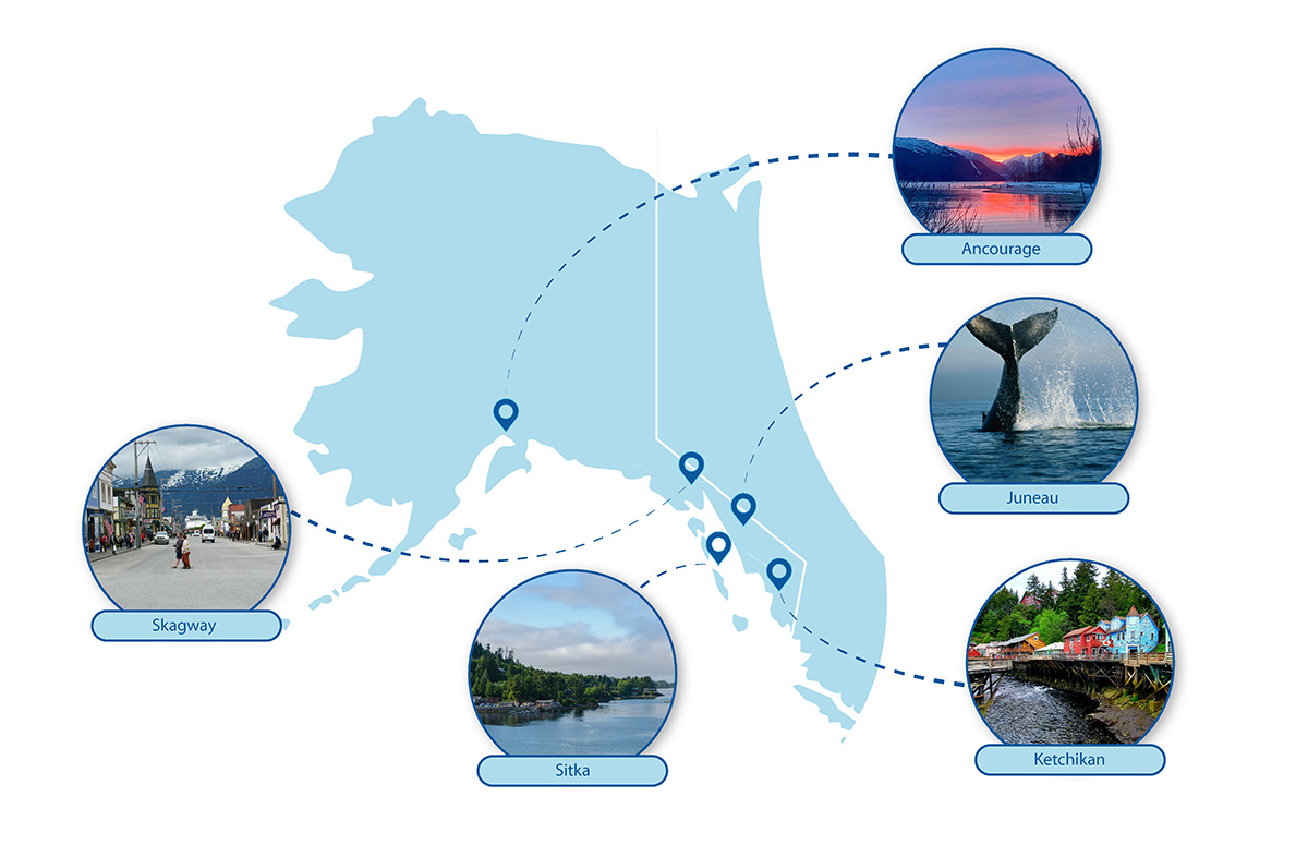  map of cruise ports in alaska