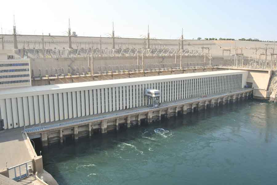 Aswan High Dam on the Nile River in southern Egypt