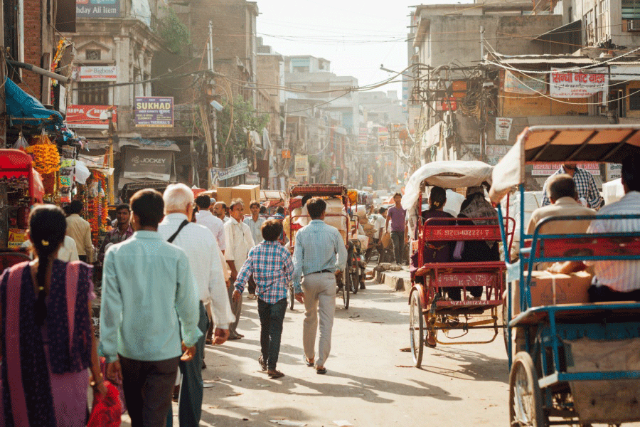 Traditional cycle rickshaw on the streets of Delhi, India