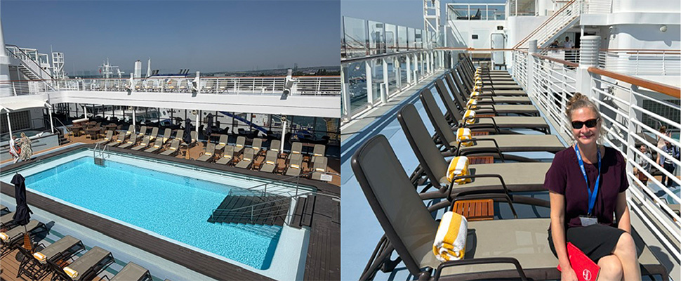 Saga Ship Visit Louise and Claire Pool Deck